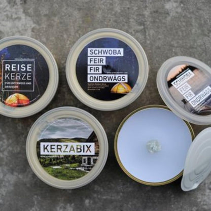 Schwabenfire Outdoorkerze in der Dose KERZABIX mit spezial Docht Campingkerze
