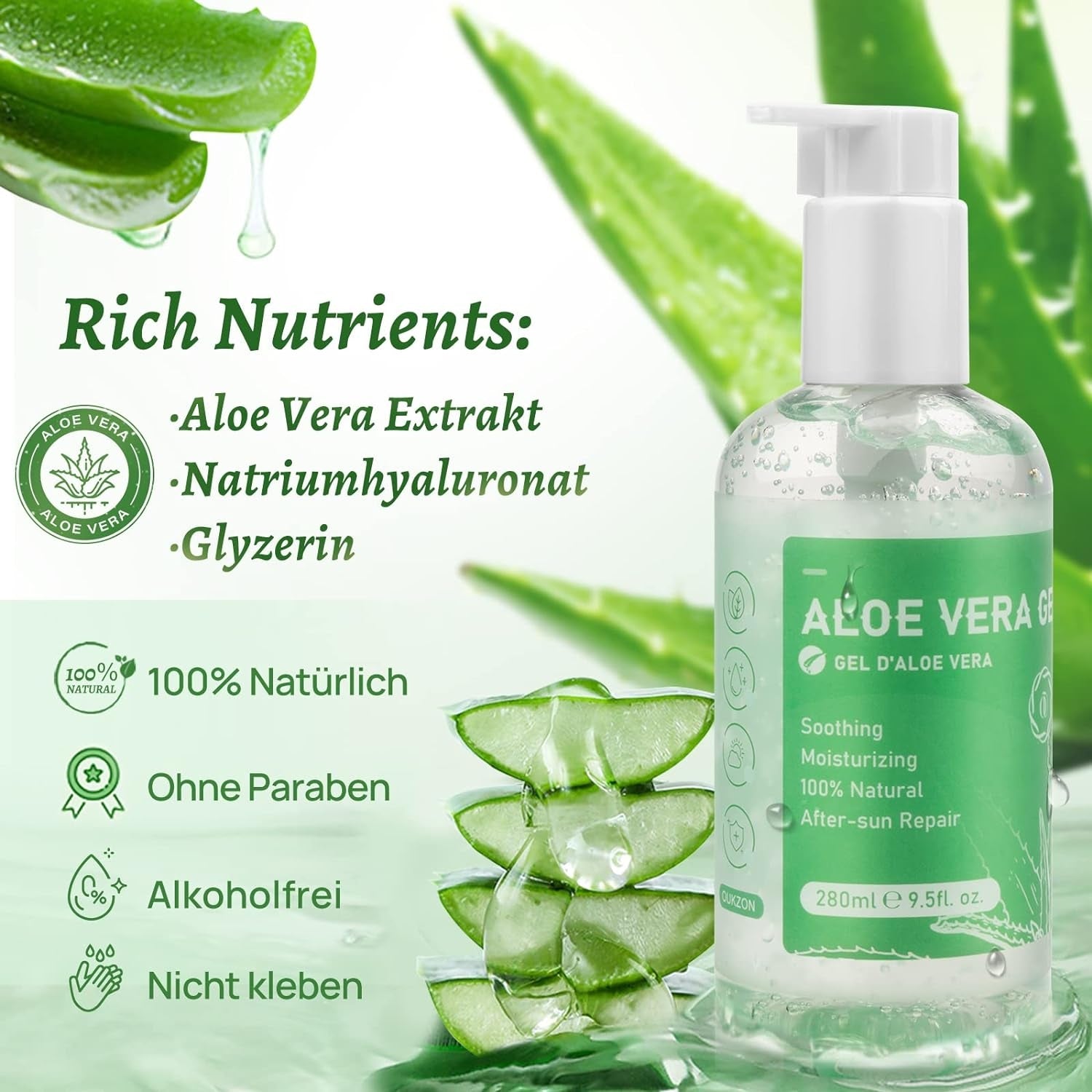 Aloe Vera Gel Creme 280ml aloe vera gel 100 prozent für Körper Gesicht After Sun