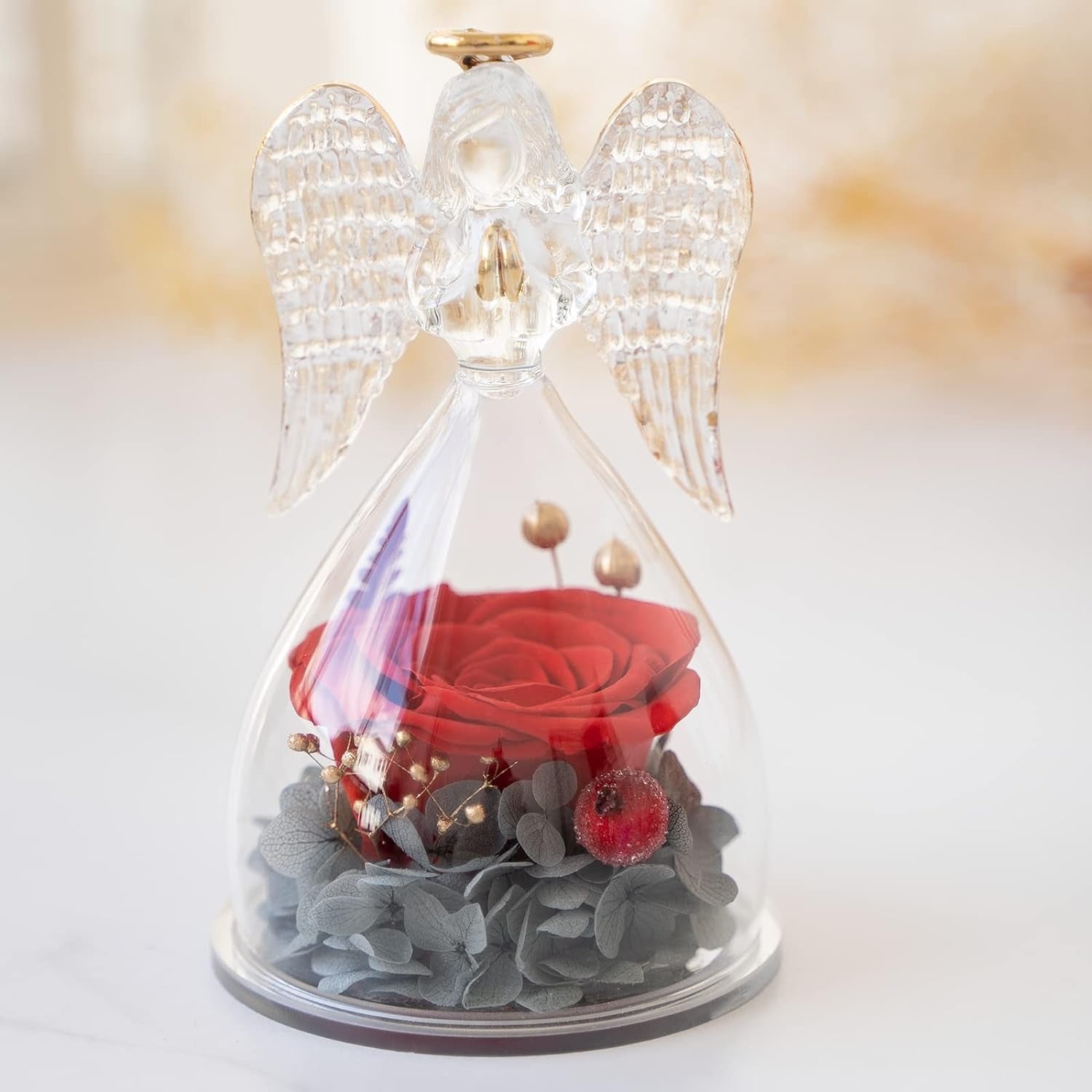 Ewige Rose in Engel Figur geburtstagsgeschenk für frauen