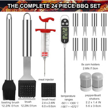 Hochwertiges Grillbesteck Set mit Fleischthermometer 25 tlg