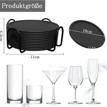 Dunkelgraue Silikon Untersetzer 12er Set für Getränke Tassen Schutz mit Halter