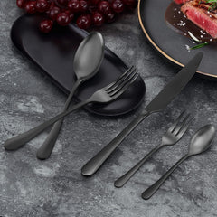 Besteck Set für 6 Personen 30 tlg Schwarz Matt Essbesteck