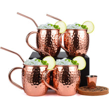 Kupferbecher Set Moscow Mule 473ml Geschenkset Schnapsglas Strohhalme Untersetz