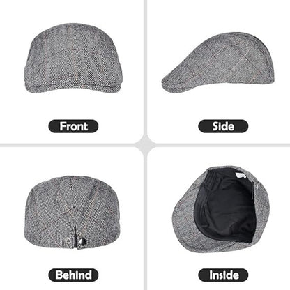 Schiebermütze Herren Sommer Grau Hut Herren Flat Cap 55-59cm