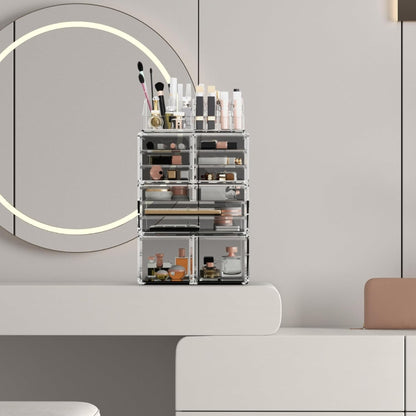 Schminkaufbewahrung XXL 4 Lagen Transparent Organizer Große Kapazität Elegant