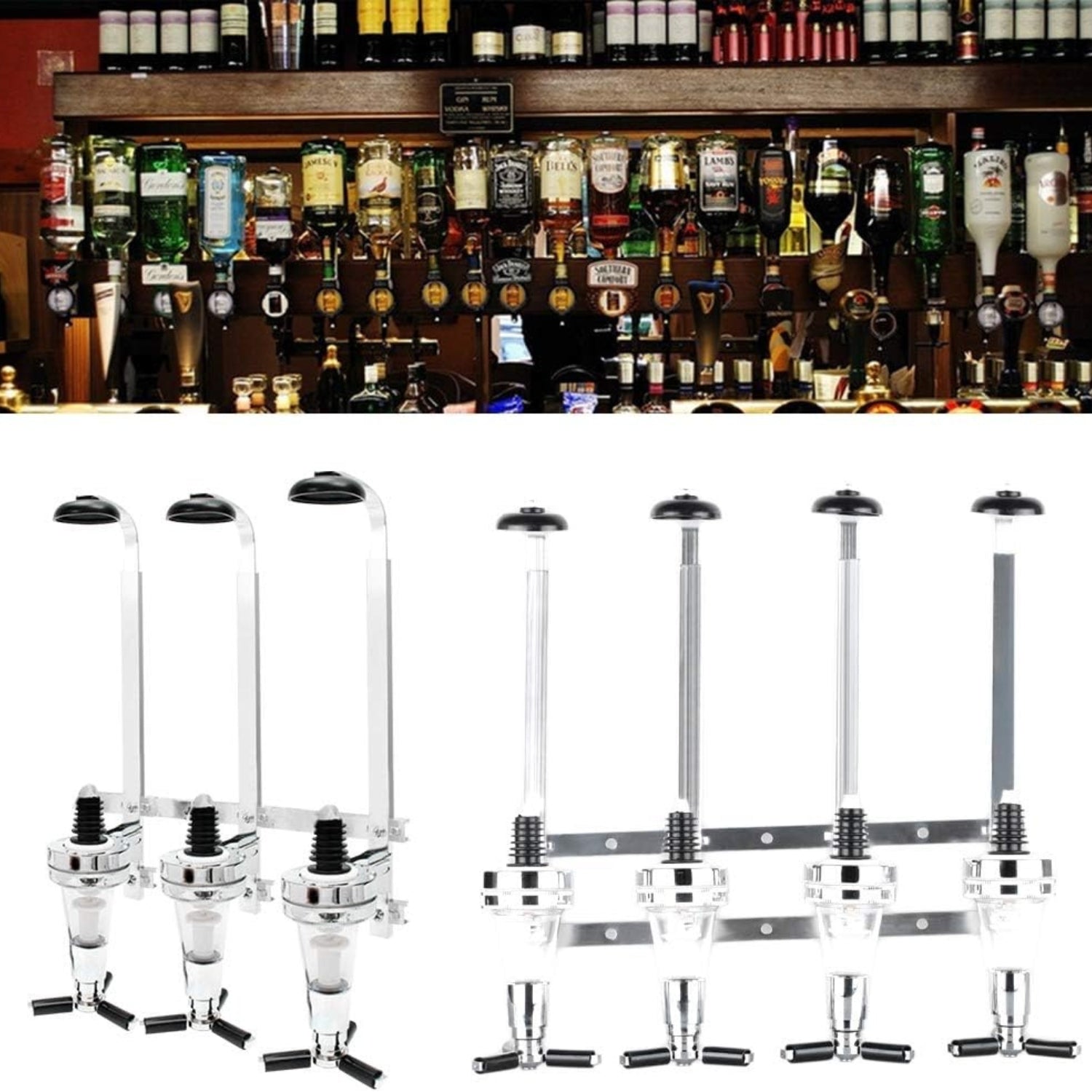 Wand Schnapsspender 4 Fach Spirituosen Dosierer Bar Zubehör