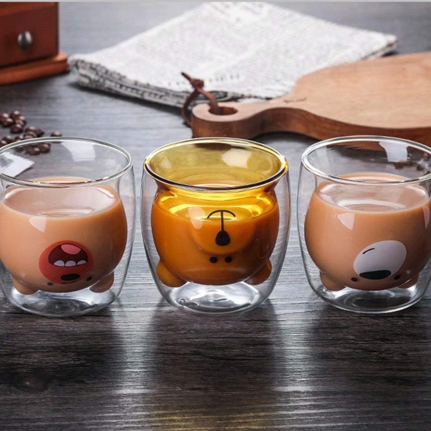 Süße Bär Glastasse Kaffeegläser Bärmotiv Isolierglas 250ml