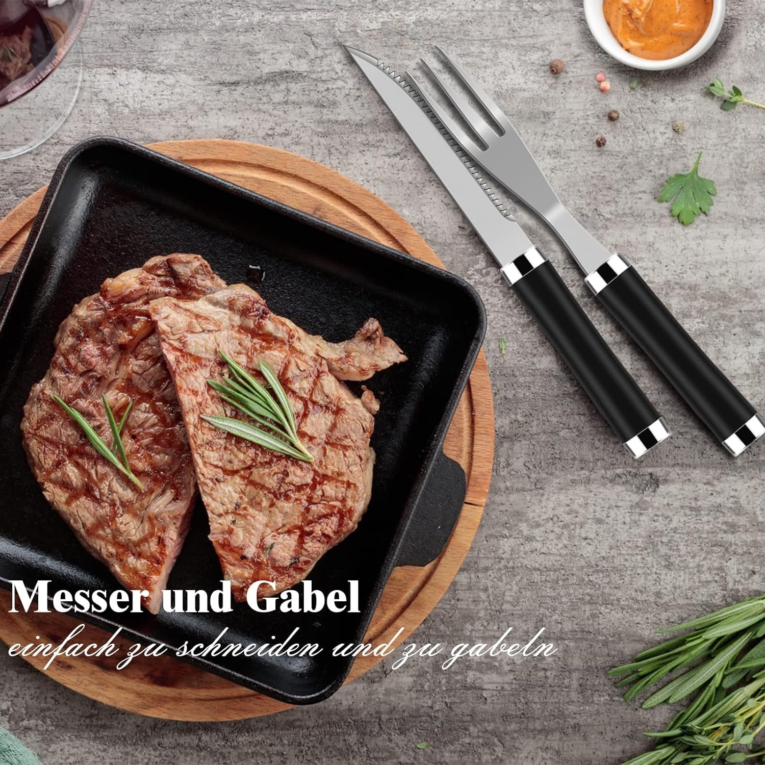 Luxus Grillbesteckset aus Edelstahl 38 teilig Perfektes Geschenk für Männer