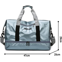 Blau Gym Bag Groß Wasserdicht Schuhfach Nassfach Sporttasche für Reisen Fitness