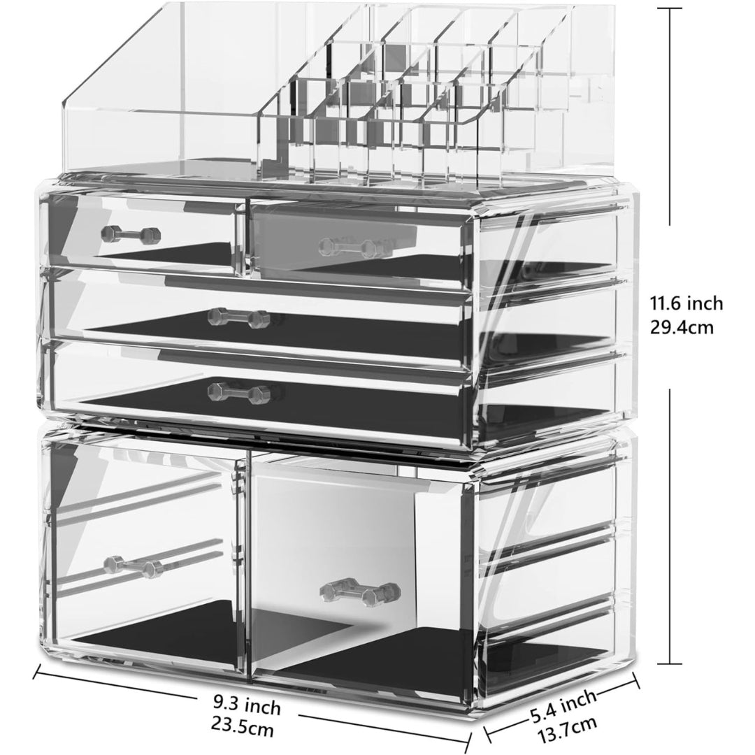 Transparenter Makeup Organizer 6 Schubladen 16 Fächer Stilvoll und Praktisch