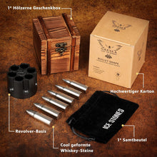 Whiskey Steine Set Whiskeygeschenk 6 Stück Silberne Patronen mit Aufbewahrungbox