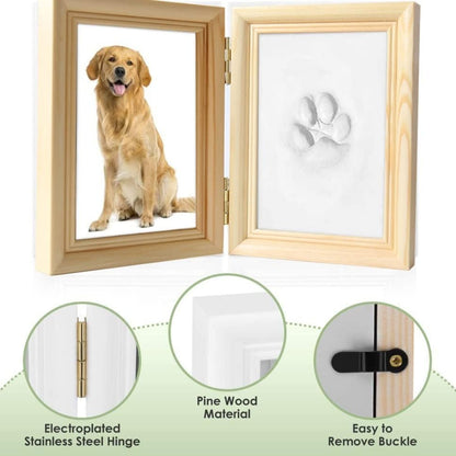 3D Gipsabdruck Pfotenabdruck Holzrahmen Andenken Set Hölzern