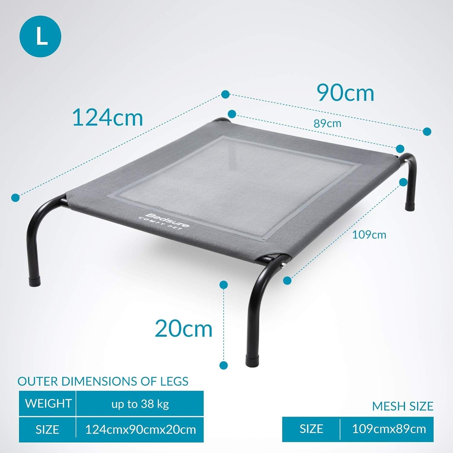 Hochwertige Hundeliege outdoor Grosse Hunde grau 124x90x20cm