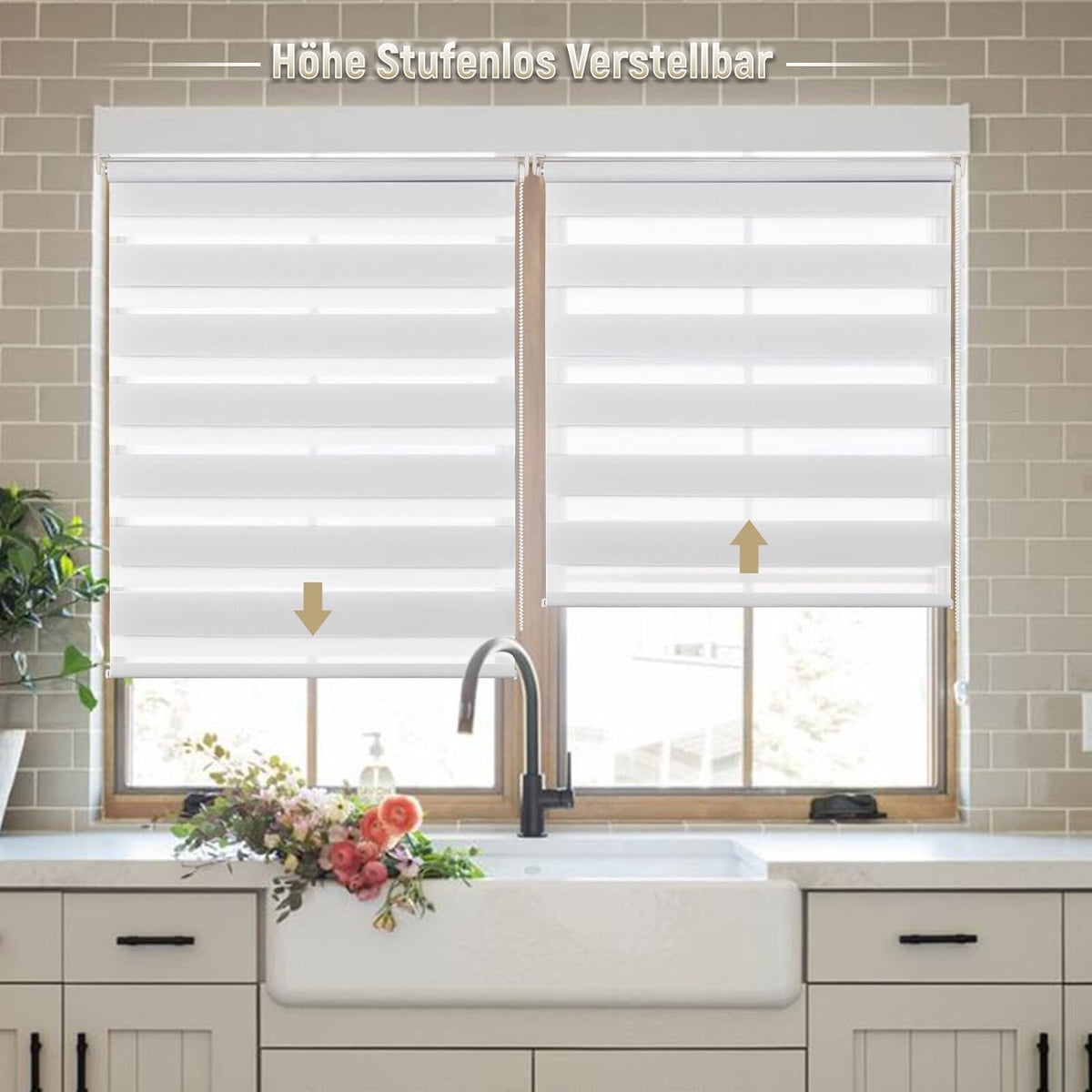 Rollos für Fenster ohne Bohren Doppelrollo Klemmfix 95x120cm