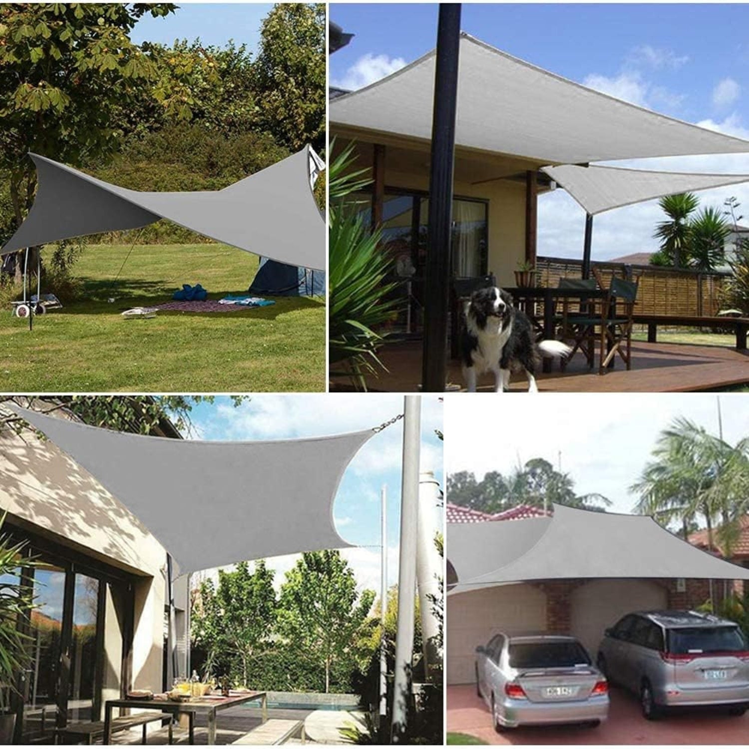 Sehr großes Sonnensegel 5x7m Sonnenschutz Set UV Schutz Grau