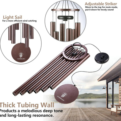 Windspiel Premium Tiefe Töne 6 Metallrohre Outdoor Garten Patio Haus Dekor