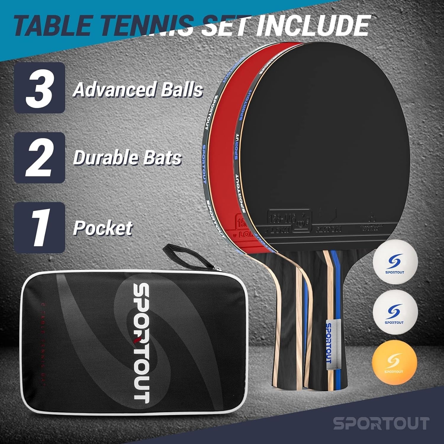 Tischtennisschläger Set Tischtennis mit 2 Schläger 3 Bällen