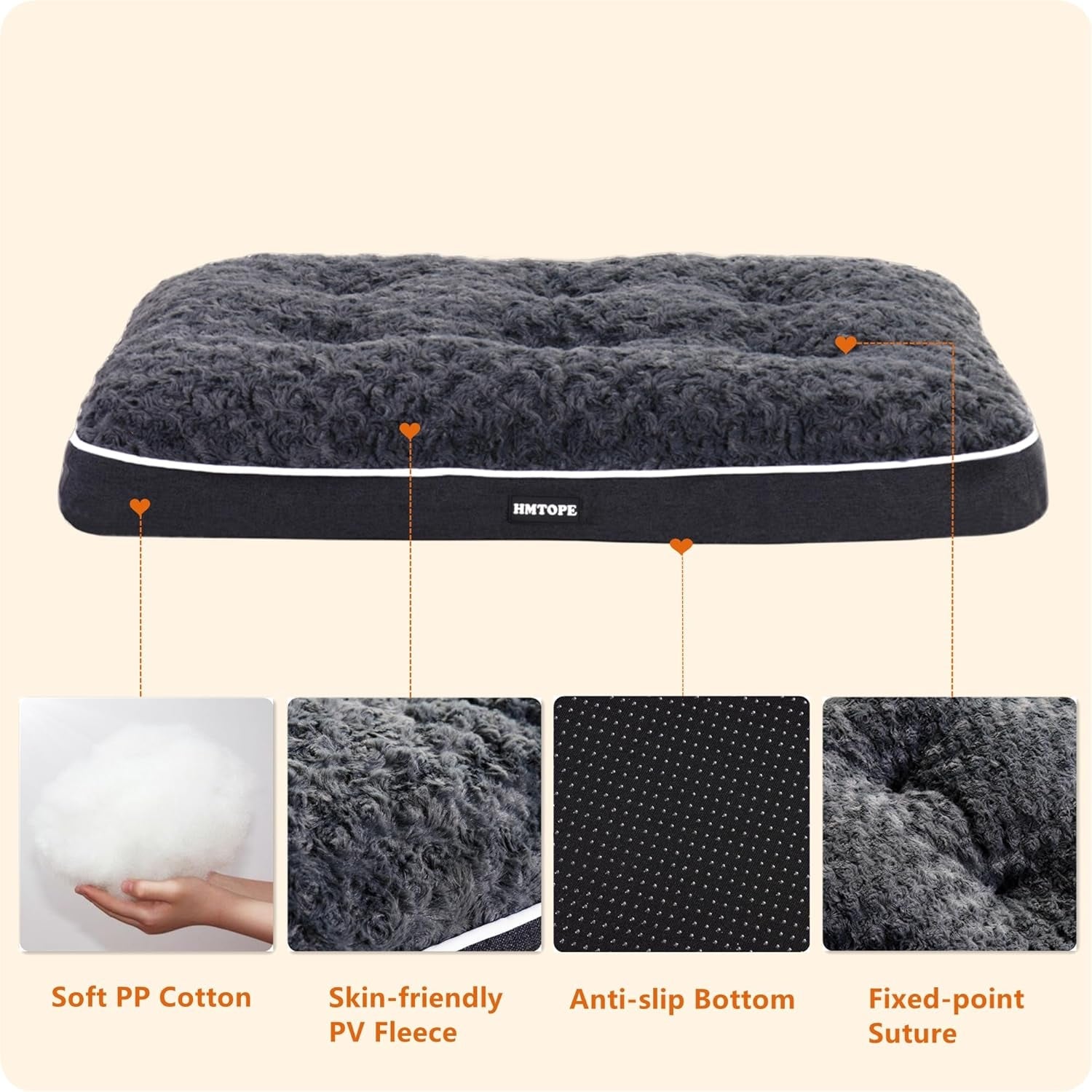 Hundematte für große Hunde 105cm Hundebett waschbar Grau