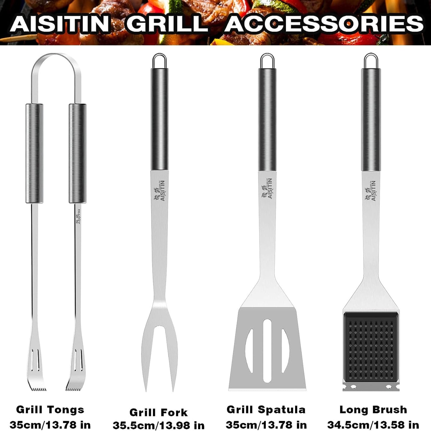 Grillzubehör 25tlg Geschenke für Männer + Fleischthermometer