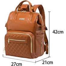 Baby Wickeltasche Rucksack PU Leder Wasserdicht Multifunktional Braun