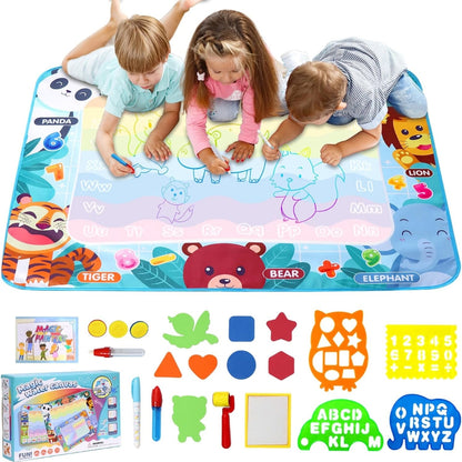 XXL Aqua Magic Doodle Matte 120x90 Tiere Design mit Wasserstiften für Kinder