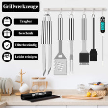 Premium Grillbesteckset Silber Edelstahl 26 teilig Perfekte Geschenke für Männer