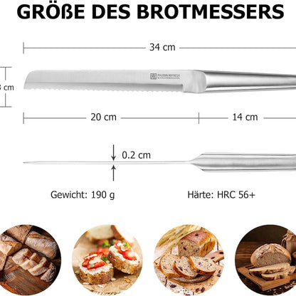 Günstiges Brotmesser 20 cm Profi Küchenmesser aus Edelstahl