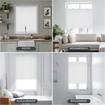 Plissee ohne Bohren Verdunkelung für Fenster Thermo 80x230cm