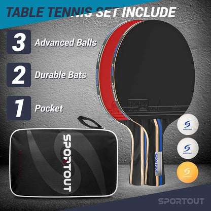 Tischtennisschläger Set Tischtennis mit 2 Schläger 3 Bällen