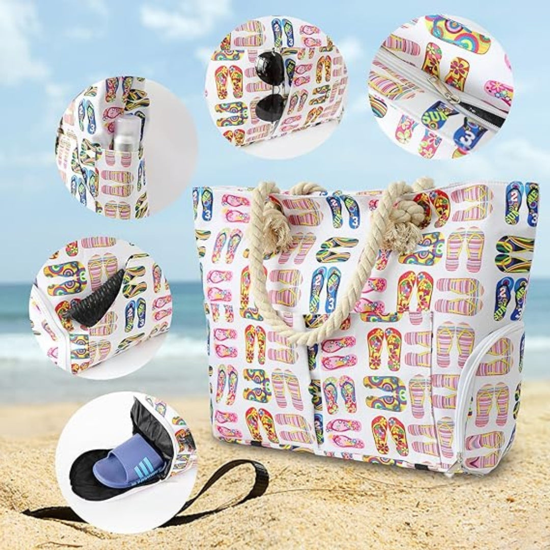 Wasserdichte Strandtasche XXL 30L Schuhfach Reißverschluss Mehrfach