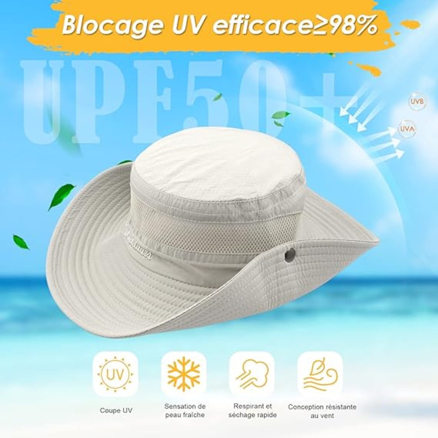 Damen Sonnenhut Safarihut Outdoor Sommer UV Schutz Beige