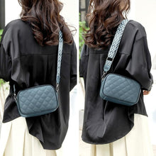 Leder Crossbody Bag Damen Blau mit Breitem Gurt Geschenk