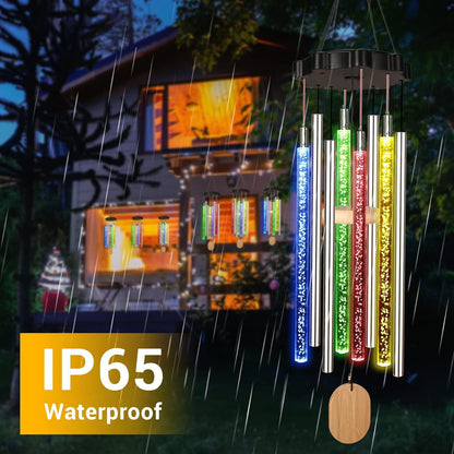 4 LED Solar Windspiel Aluminium Garten Bunt Wasserdicht