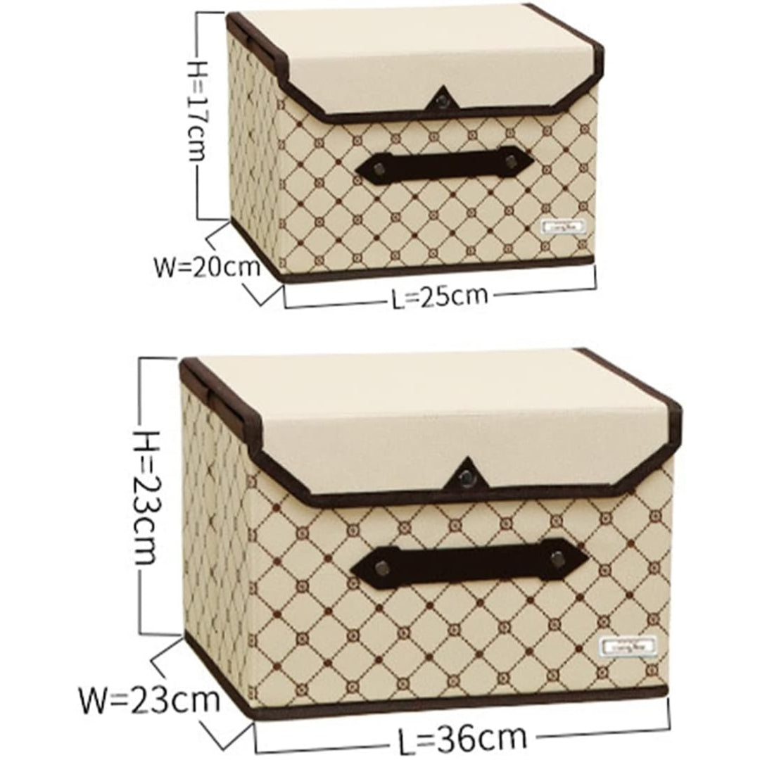 Faltbare Stoffboxen 4er Set Beige Karo Kleidung Spielzeug
