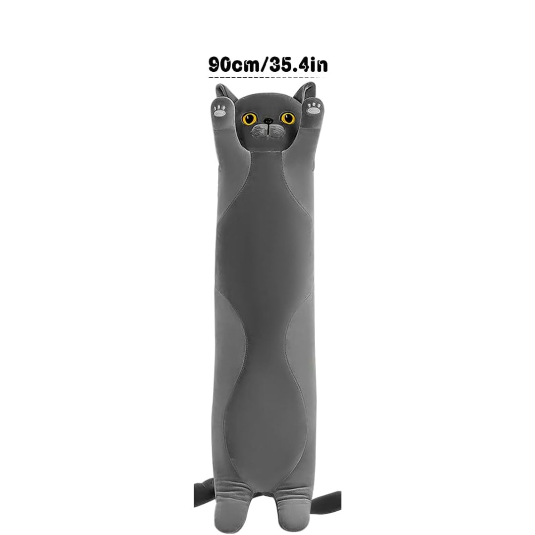 Kuschelkatze Plüsch 90cm Spielzeug Geschenk Weichheit Grau Kinder