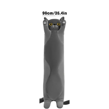 Kuschelkatze Plüsch 90cm Spielzeug Geschenk Weichheit Grau Kinder