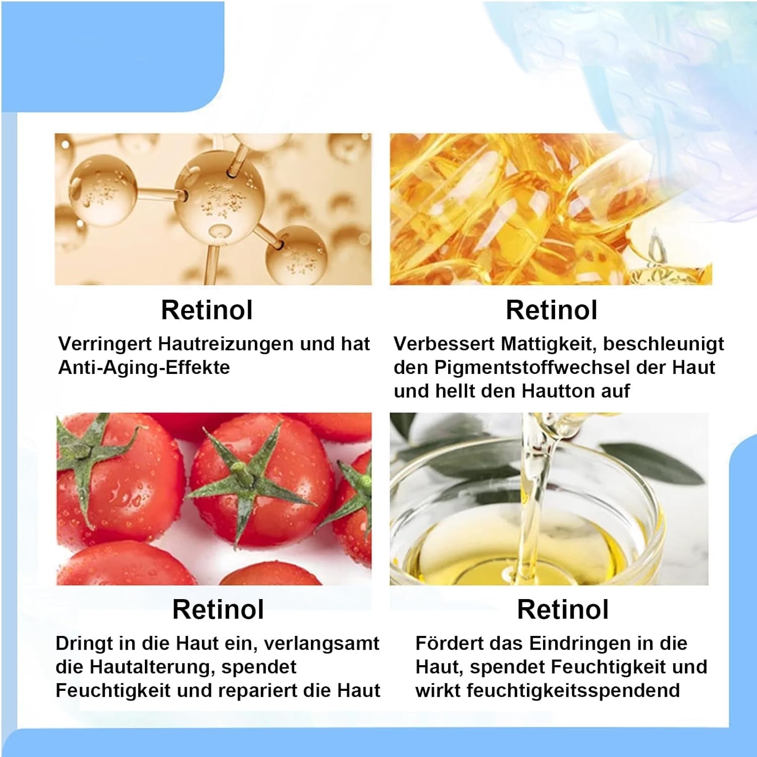 1% Retinol Serum Squalane Anti-Aging Glättet Hautstruktur 30ml