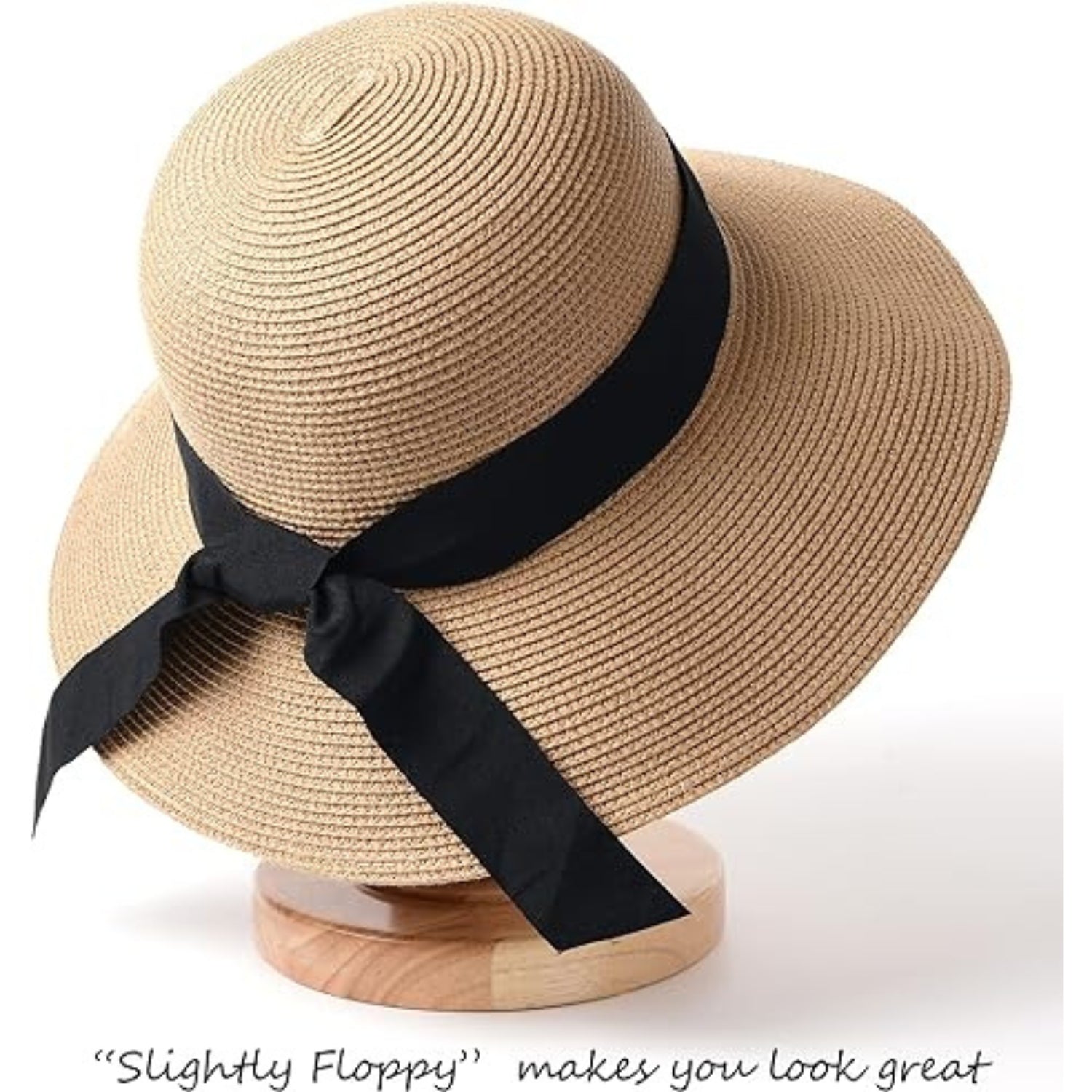 Damen Sonnenhut Strohhut UV Schutz UPF 50+ M-L Breite Krempe