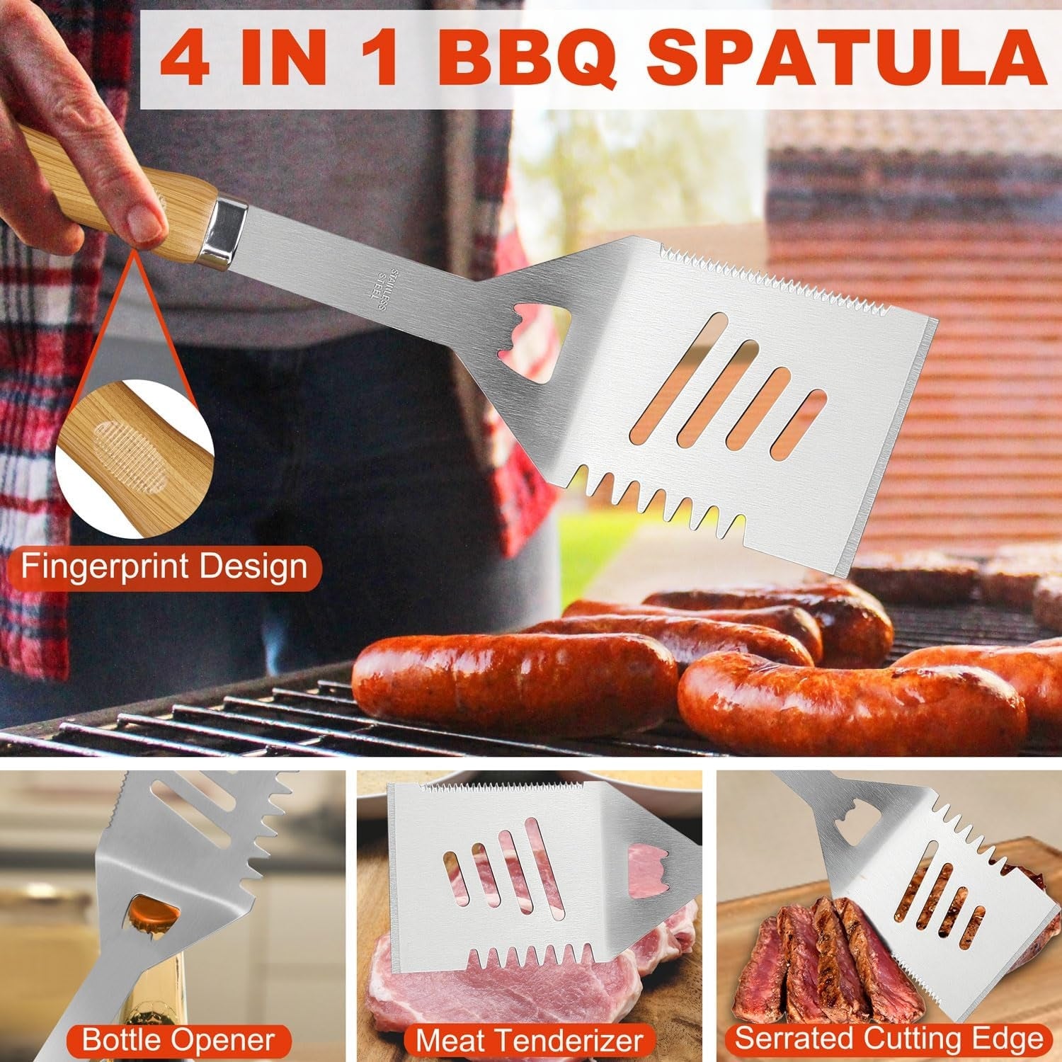 Grillzubehör Set mit Fleischthermometer 30 Teile in Koffer