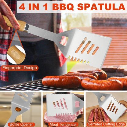 Grillzubehör Set mit Fleischthermometer 30 Teile in Koffer