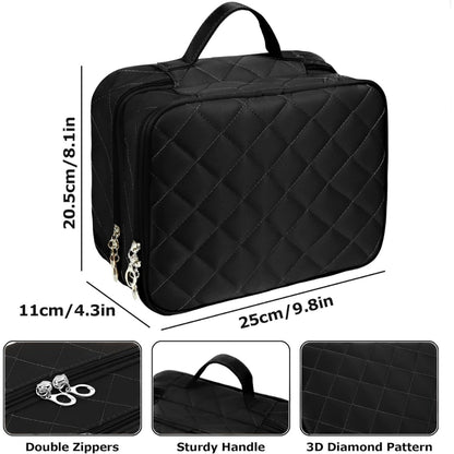 Doppelschicht Make Up Organizer Tasche Groß für Damen Herren Wasserdicht Reise