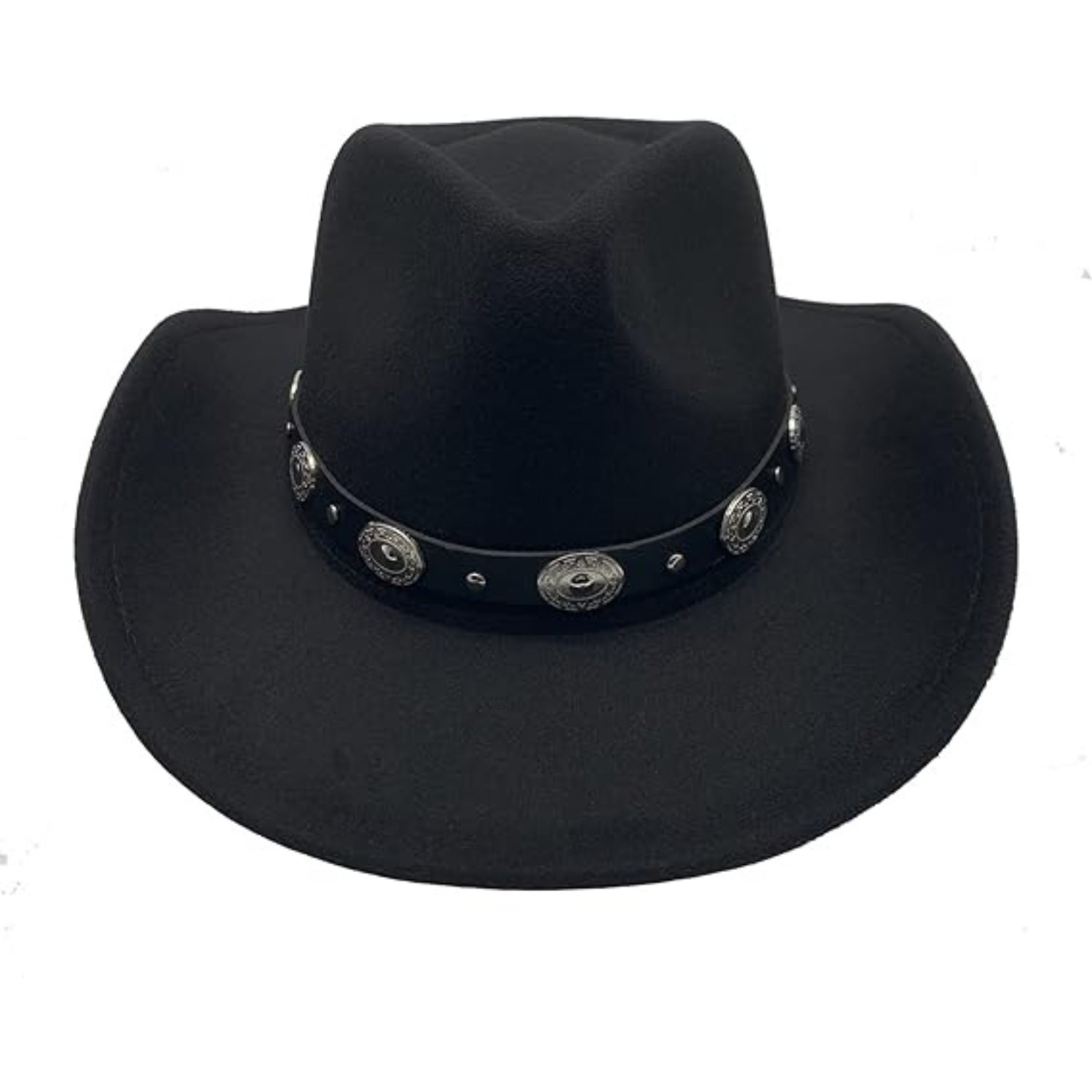 Herren Cowboy Hut Fedora Sonnenhut Lederband Schwarz