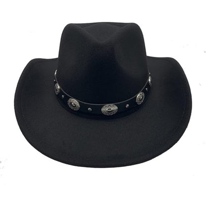 Herren Cowboy Hut Fedora Sonnenhut Lederband Schwarz