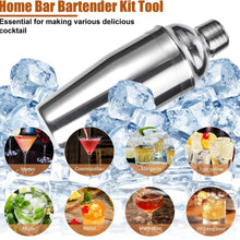 Cocktail Shaker 750ML Set 12tlg Bar Zubehör Edelstahl mit Bambusständer Silber