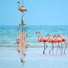Flamingo Design Windspiel Messingrohre Glücksperlen Außendekoration