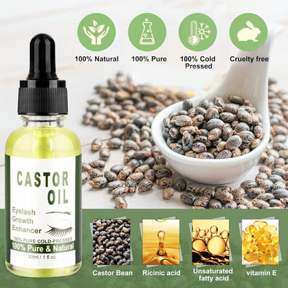 Haaröl Rizinusöl Haare Wachstum Serum für Wimpern Augenbrauen Bart 30ml Vegan