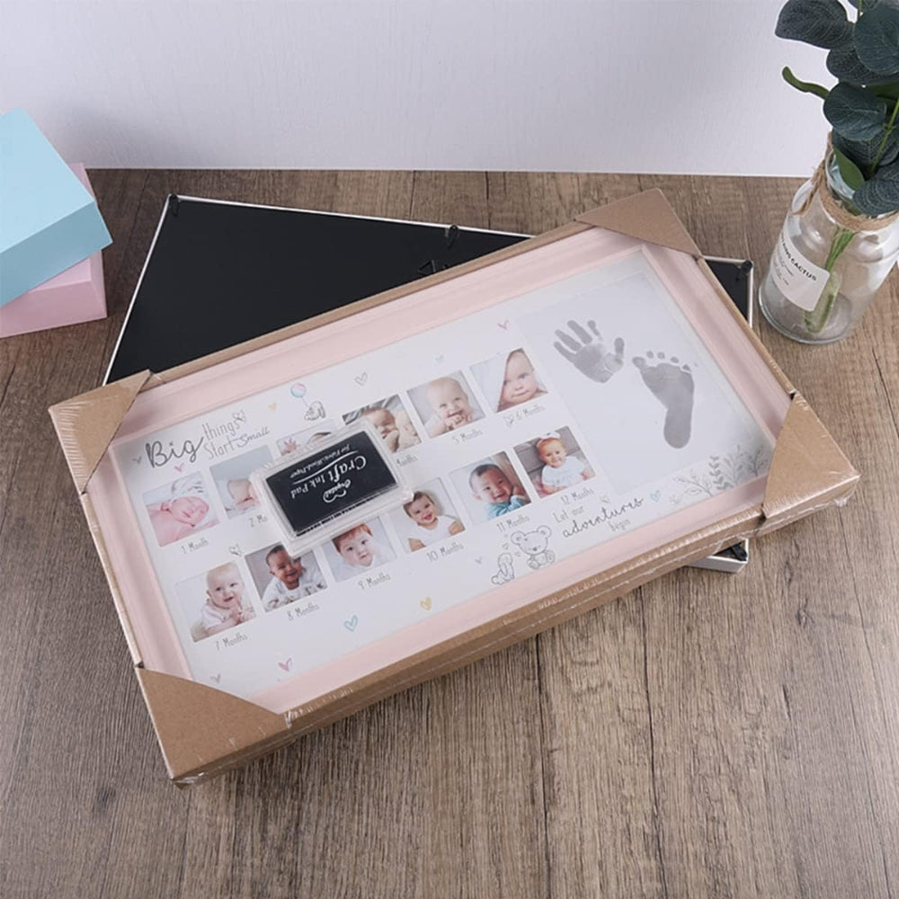 Fotorahmen Baby Handabdruck Fußabdruck Jahrestag Rosa