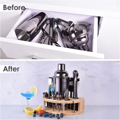Edelstahl 750ML Cocktail Shaker 12tlg Set Bar Tool Kit Grau mit Rezeptheft
