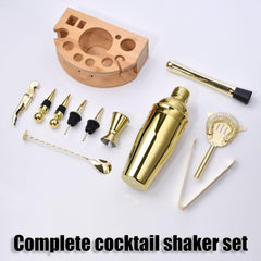 Goldenes Edelstahl Cocktail Shaker Set 750ML 12tlg Bar Tool Kit mit Rezeptheft