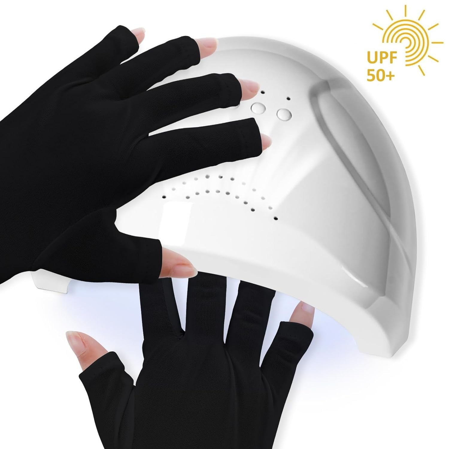 UPF50+ UV Schutzhandschuhe Fingerlos für Gel Nagellampen Hand Schutz 2 Paare